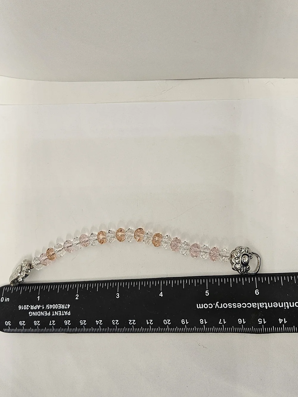 Crystal Bead Stretch Bracelet in Clear, Pink & Peach Girls Kids